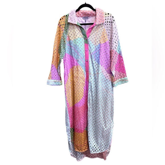 Anthropologie Dresses & Skirts - Conditions Apply by Anthropologie 100% Cotton Eyelet Multicolor Shirtdress sz L